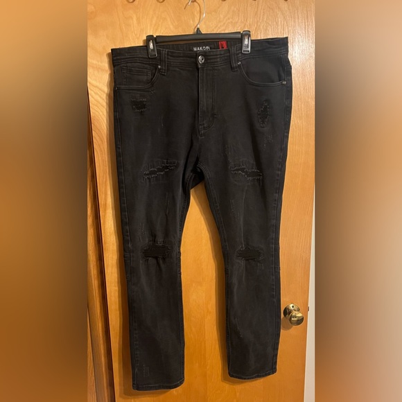 Makobi Other - Makobi Men's Black Ripped Distressed Jeans size 40x32 stretch